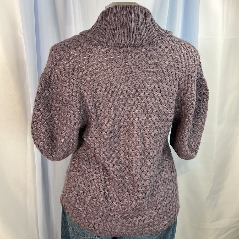 Kensie alpaca blend purple cardigan single button closure short sleeve V-neck S - Picture 3 of 9